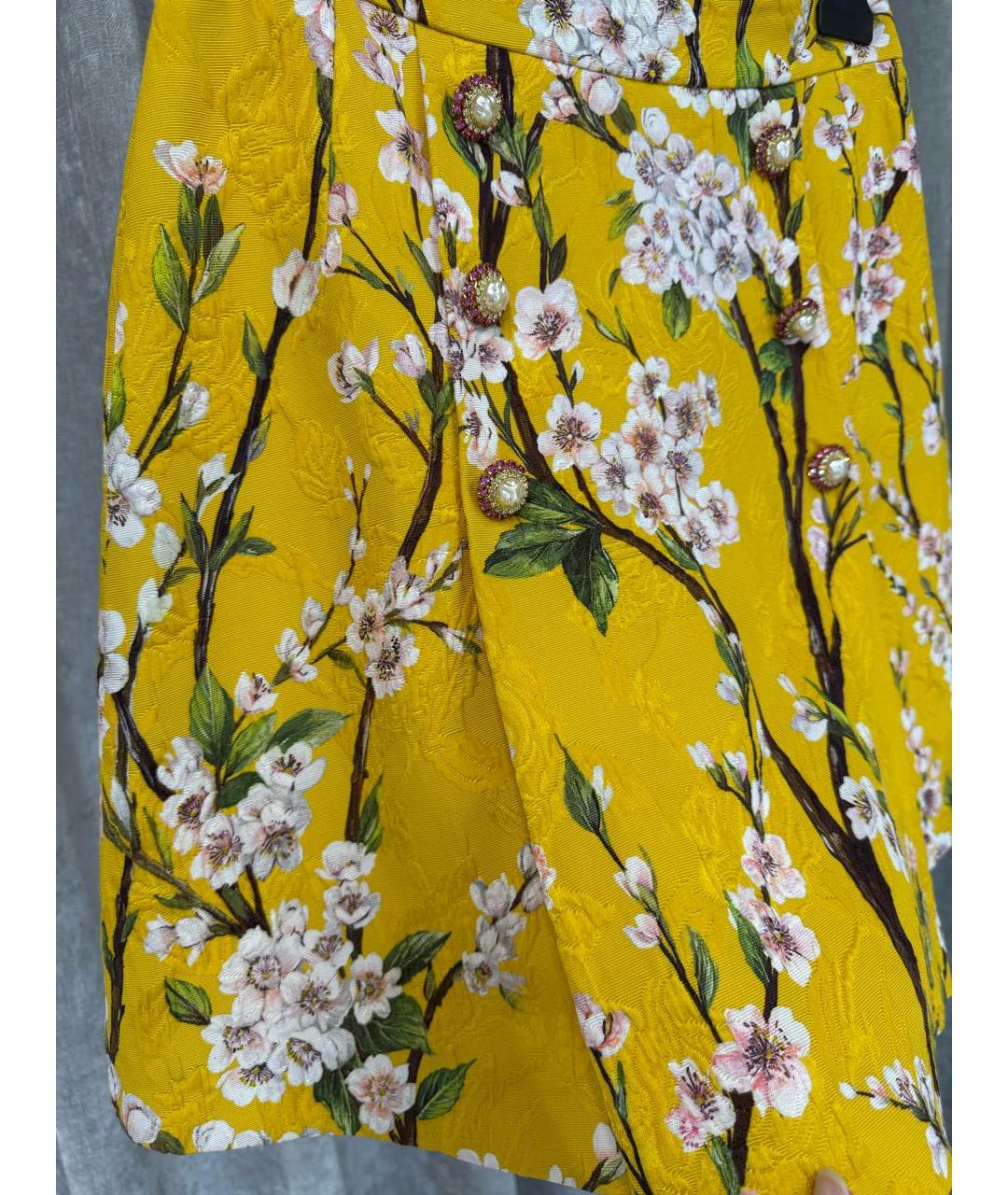DOLCE&GABBANA Желтая юбка мини, фото 4