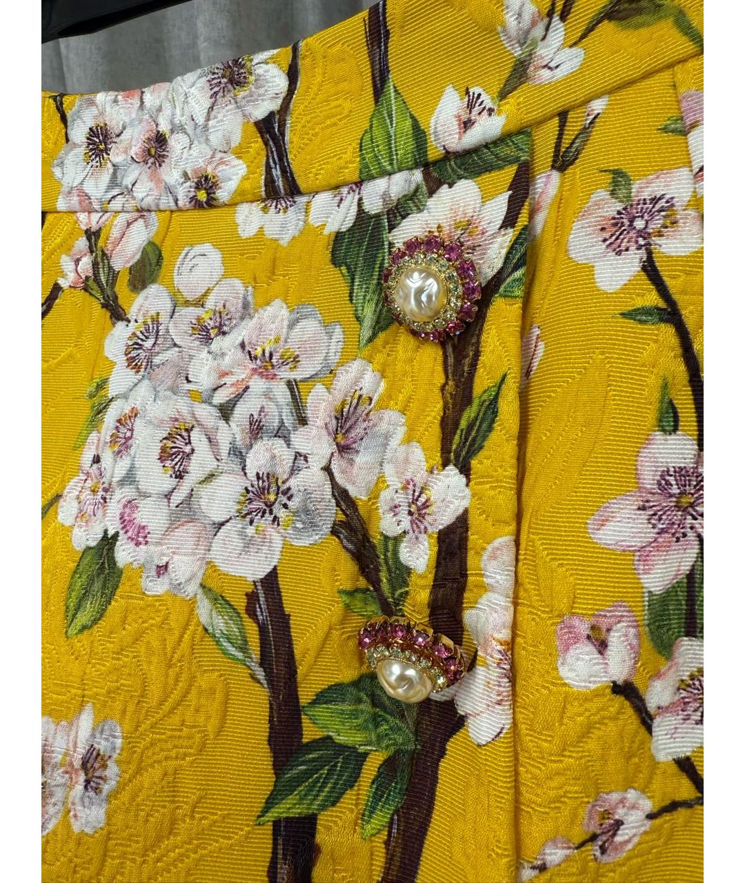 DOLCE&GABBANA Желтая юбка мини, фото 3