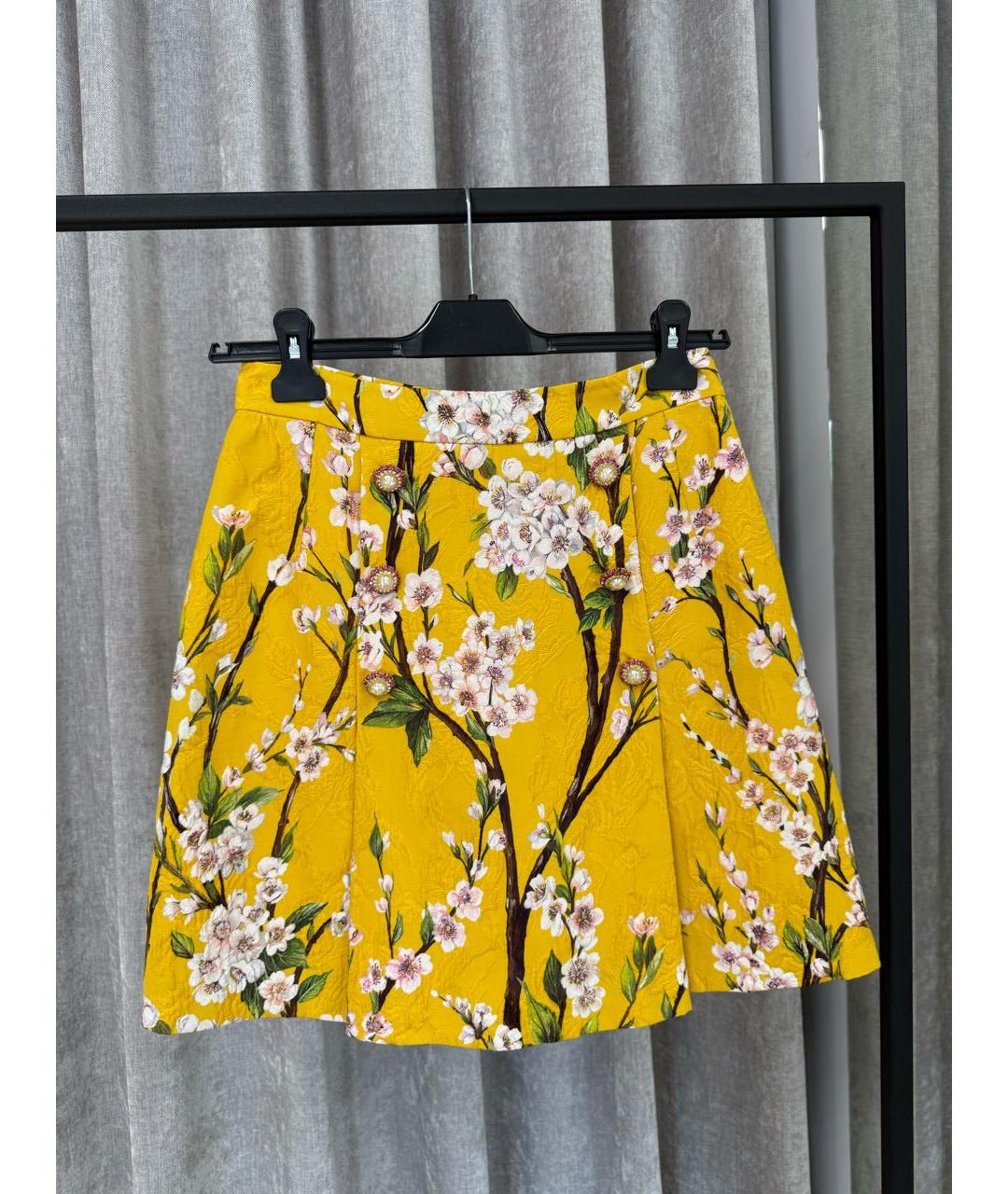 DOLCE&GABBANA Желтая юбка мини, фото 5