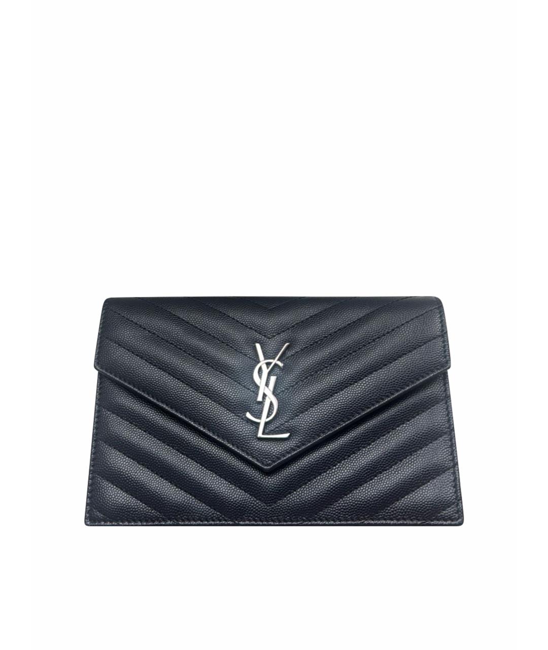 SAINT LAURENT Темно-синяя кожаная сумка тоут, фото 1