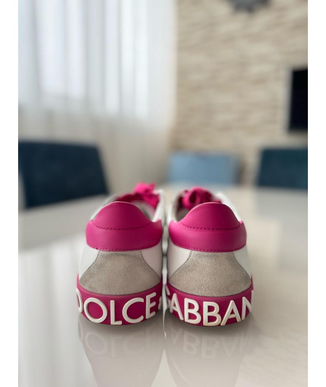 DOLCE&GABBANA Белые кожаные кеды, фото 5