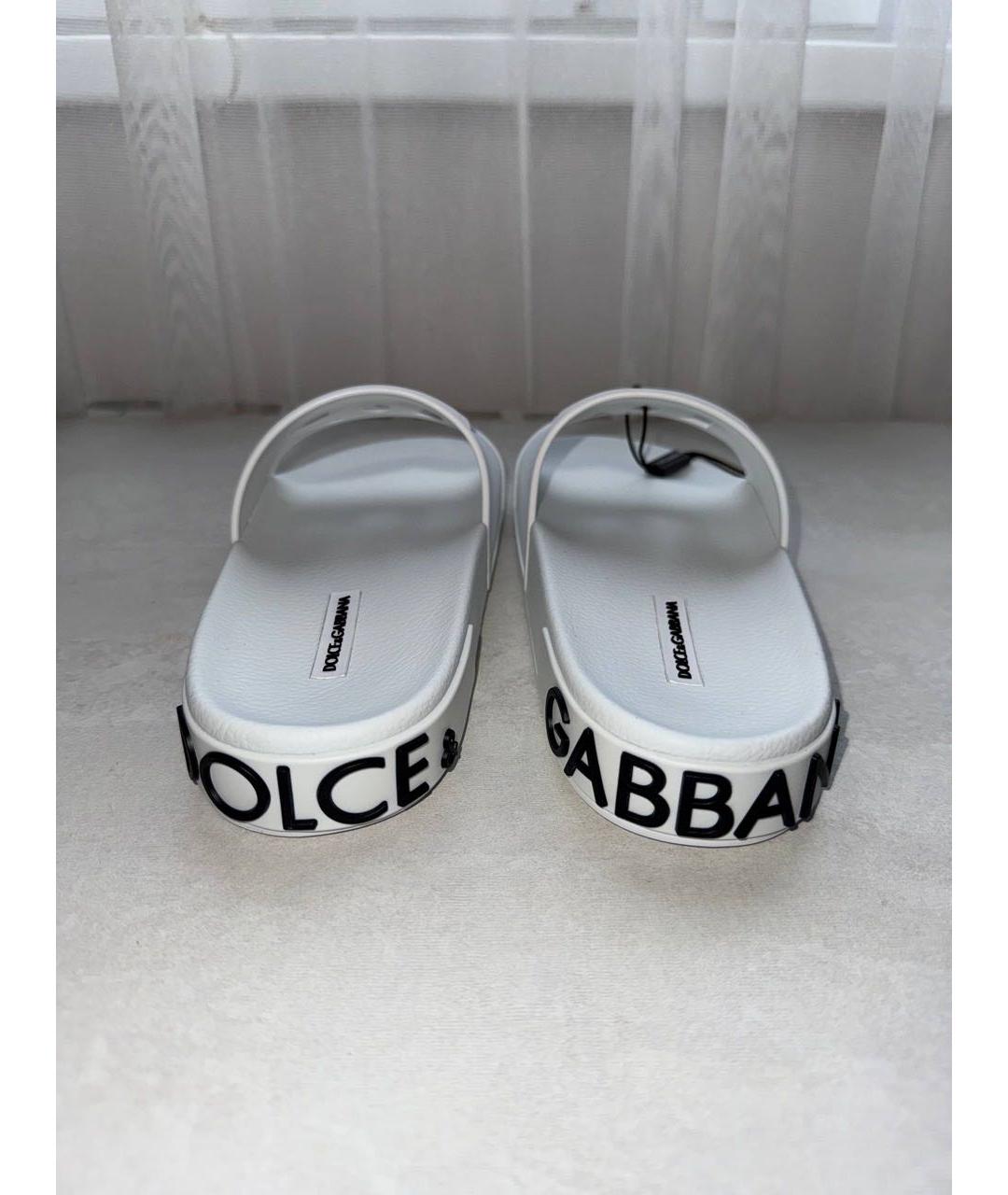 DOLCE&GABBANA Белые резиновые шлепанцы, фото 4