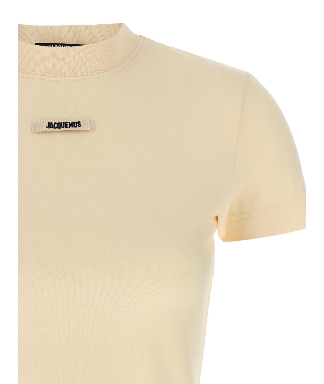 JACQUEMUS Бежевая хлопковая футболка, фото 3