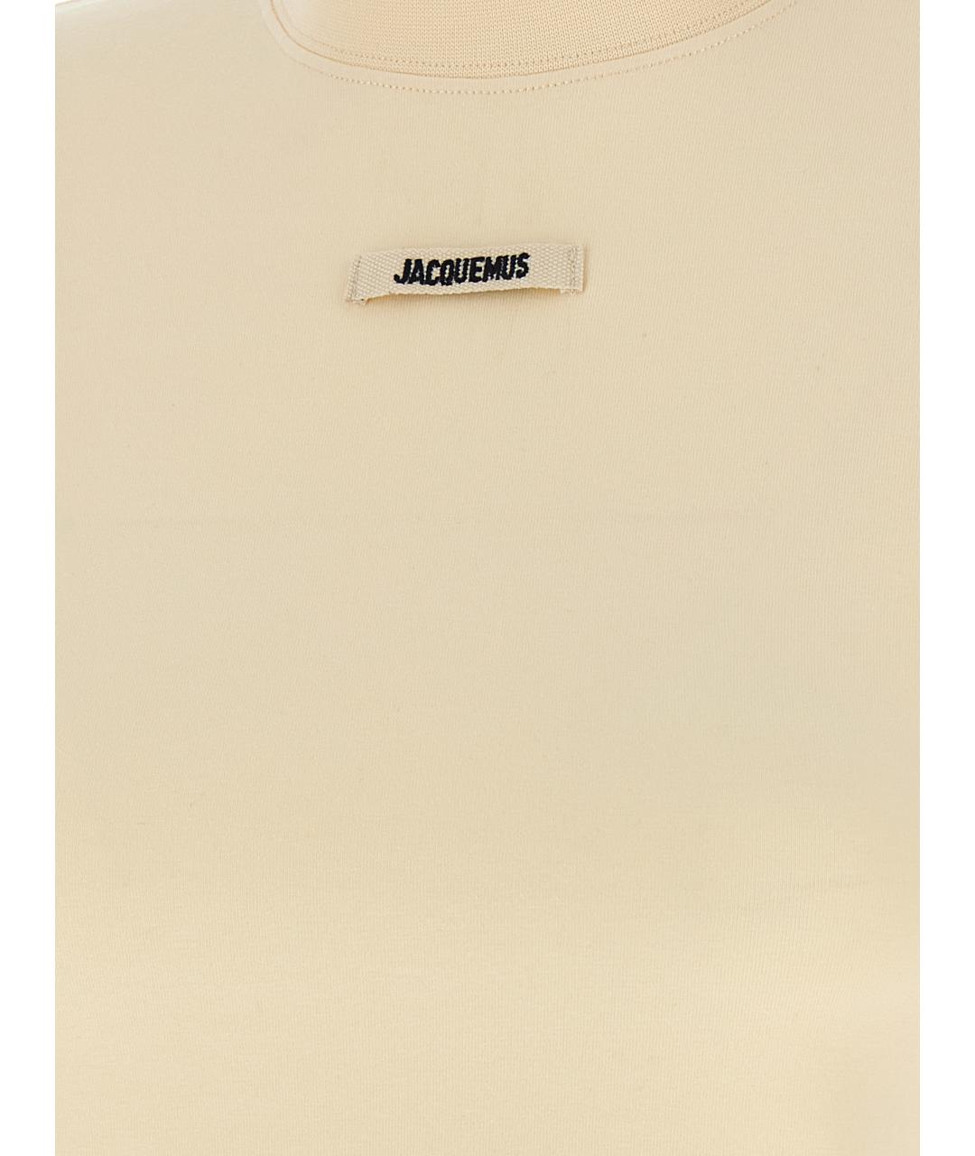 JACQUEMUS Бежевая хлопковая футболка, фото 4