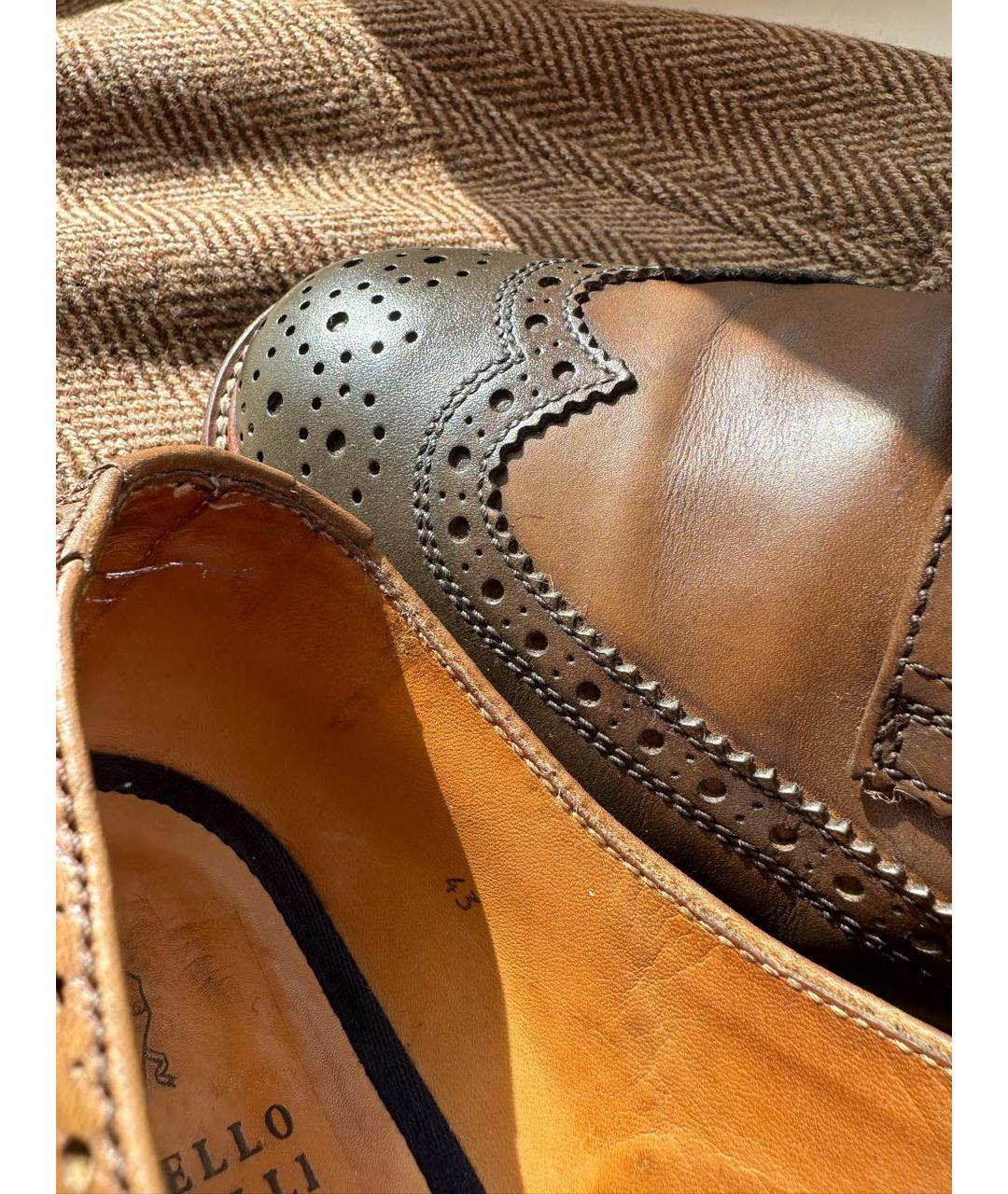 BRUNELLO CUCINELLI Коричневые кожаные низкие ботинки, фото 4