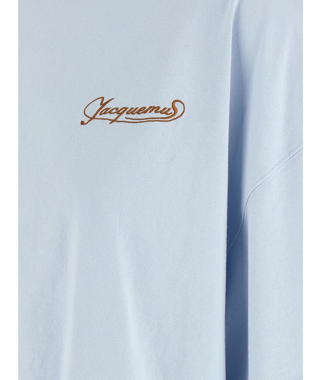 JACQUEMUS Голубая хлопковая футболка, фото 4