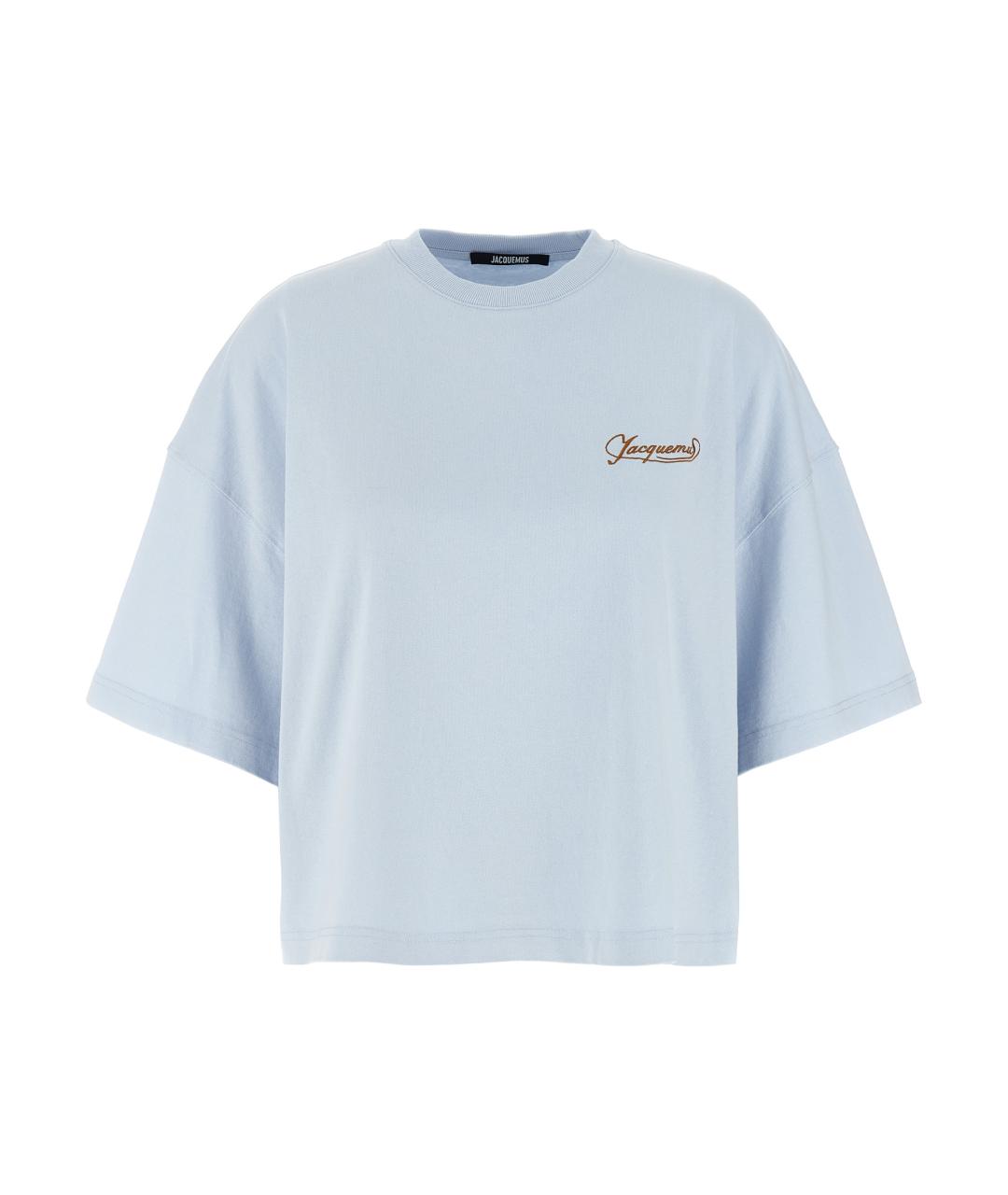 JACQUEMUS Голубая хлопковая футболка, фото 1