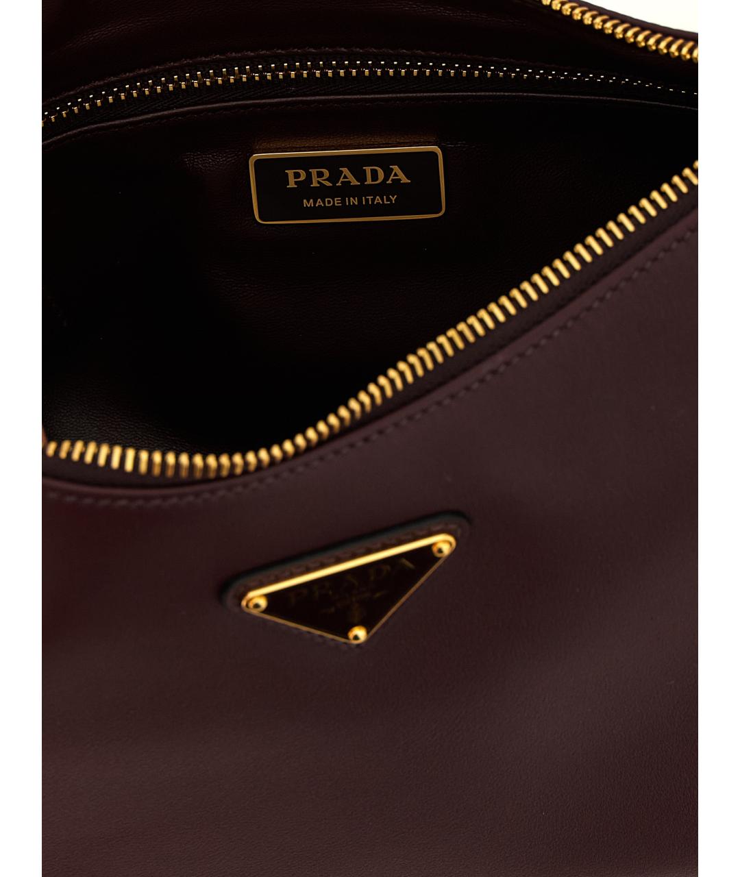 PRADA Бордовая кожаная сумка через плечо, фото 4