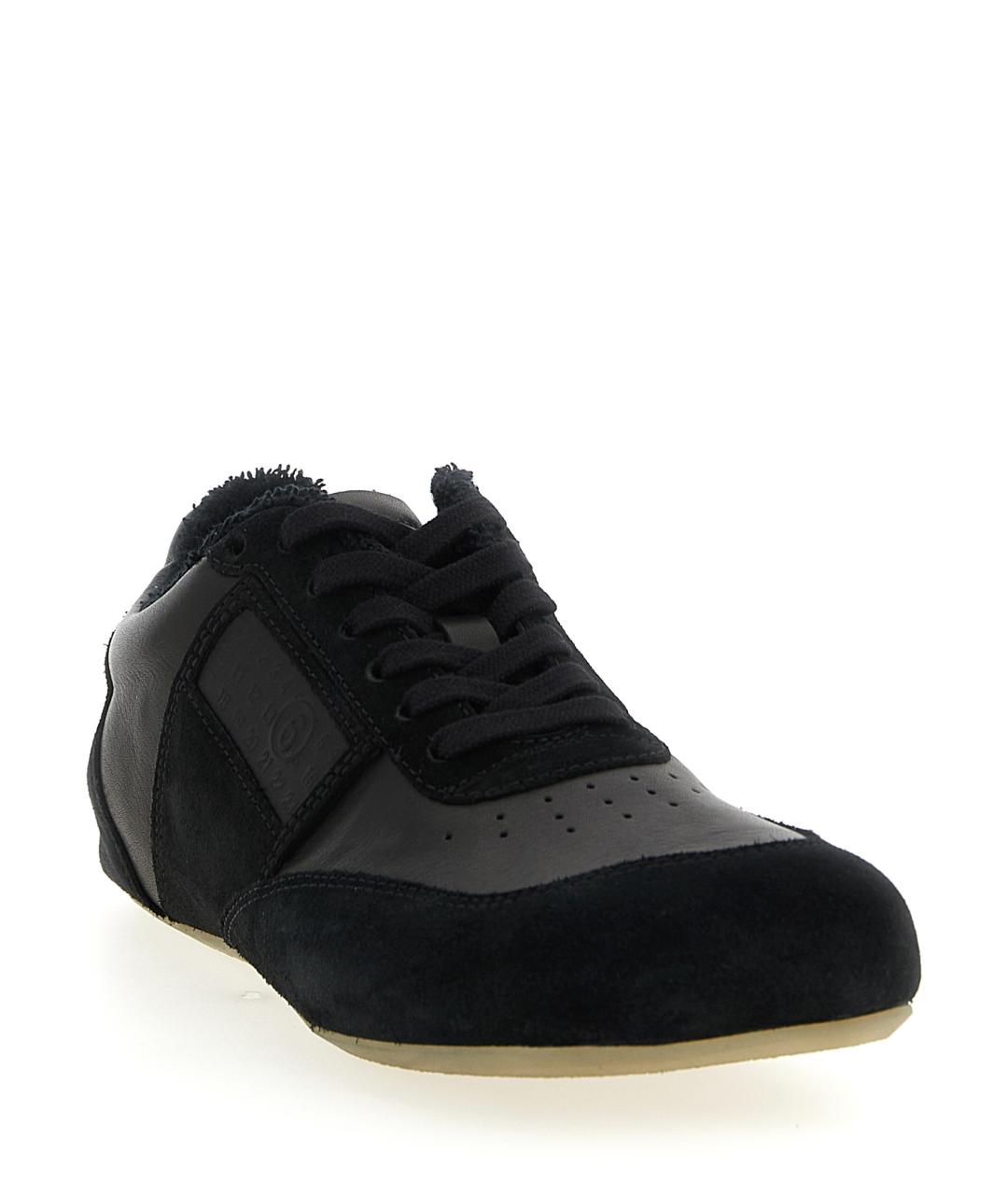MM6 MAISON MARGIELA Черные кожаные низкие кроссовки / кеды, фото 2