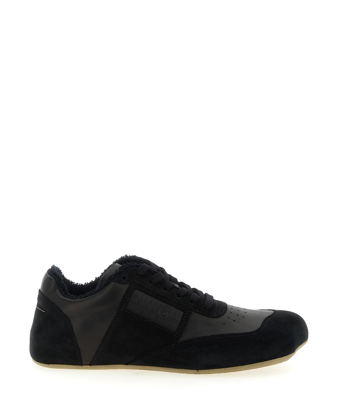 MM6 MAISON MARGIELA Черные кожаные низкие кроссовки / кеды, фото 1