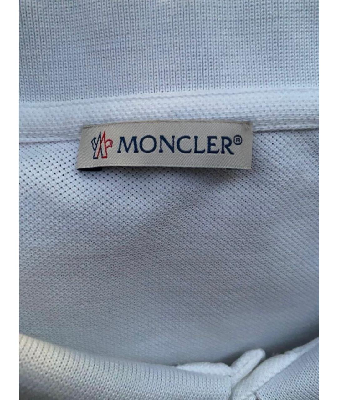 MONCLER Белое хлопковое поло с коротким рукавом, фото 3