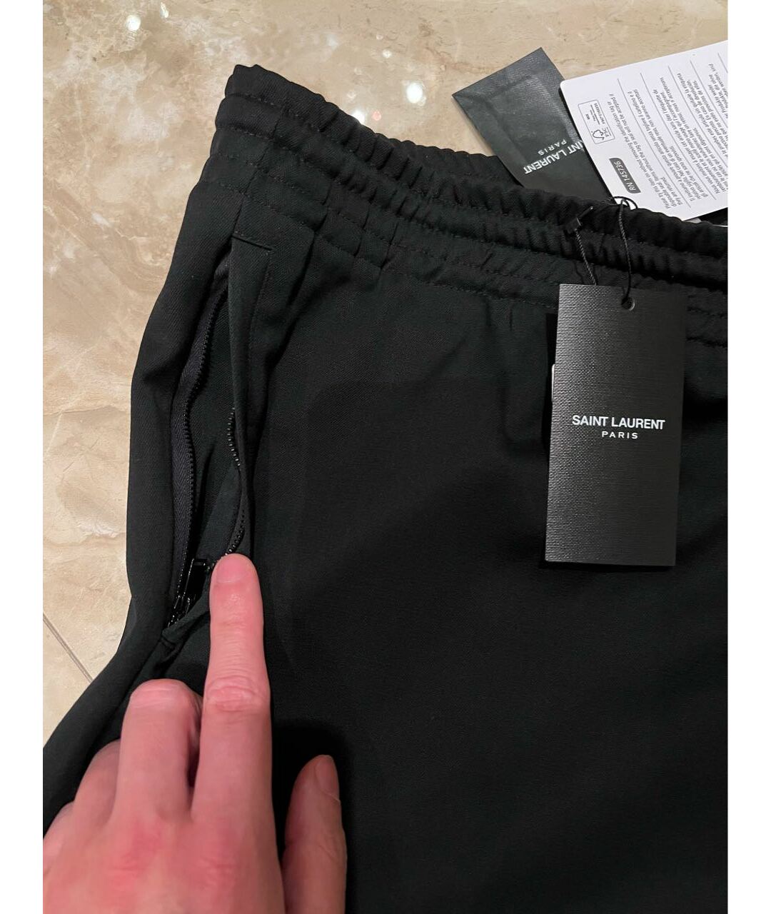 SAINT LAURENT Черные шерстяные повседневные брюки, фото 4