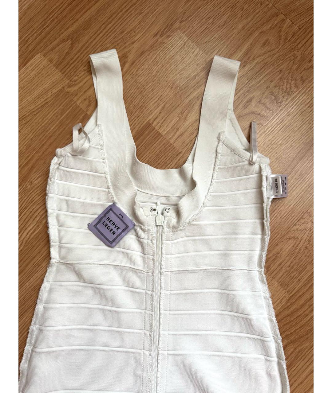 HERVE LEGER Белое вискозное коктейльное платье, фото 3