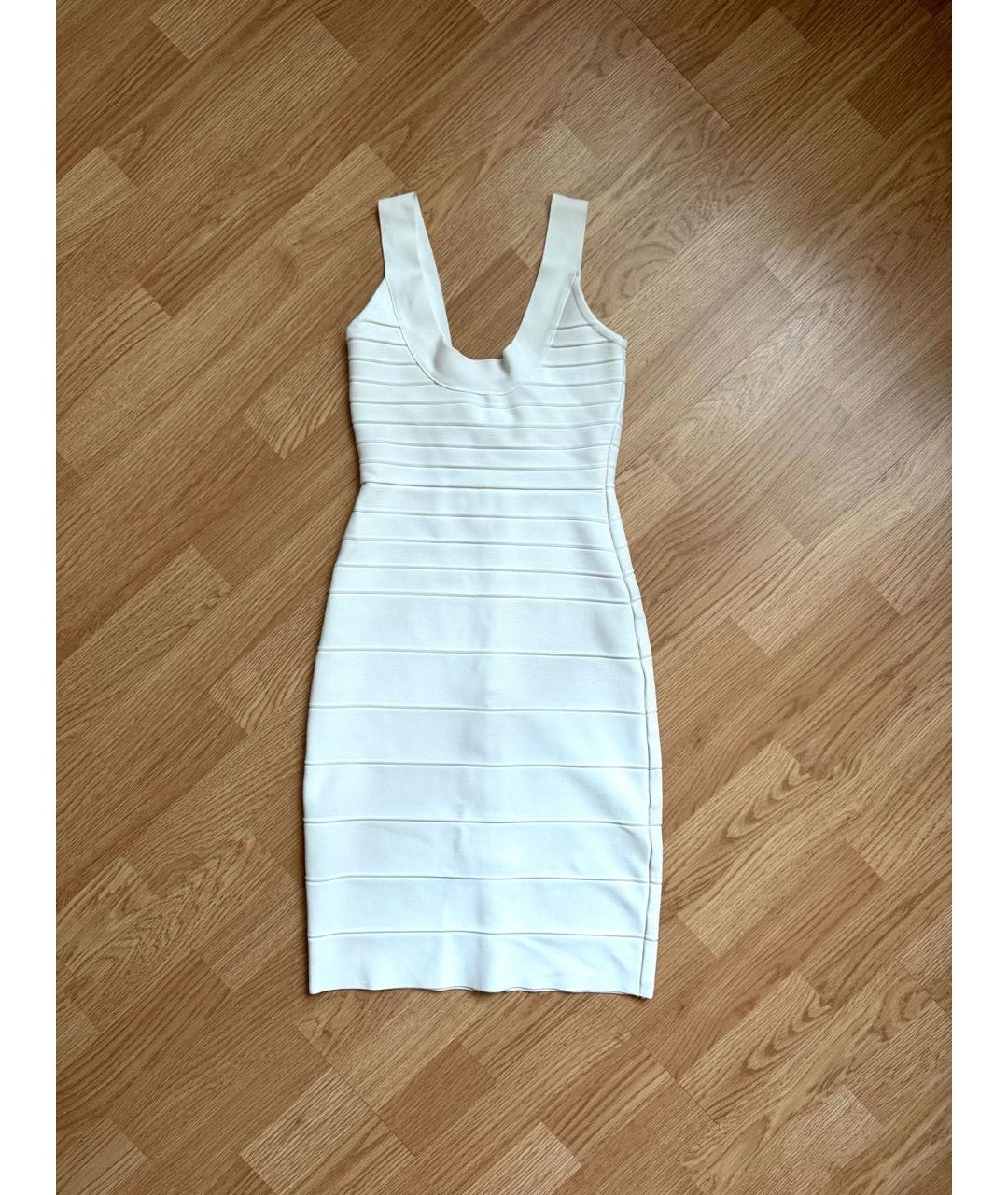 HERVE LEGER Белое вискозное коктейльное платье, фото 6
