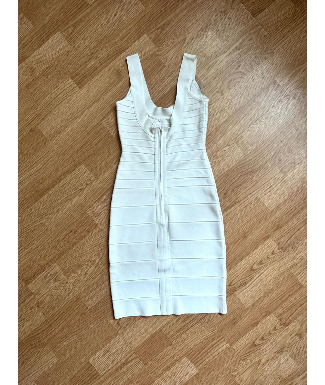 HERVE LEGER Белое вискозное коктейльное платье, фото 2