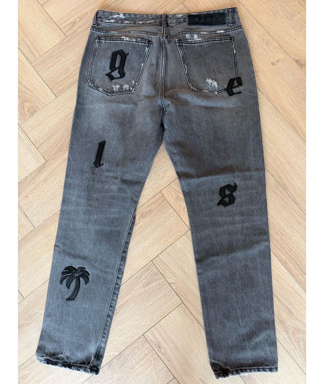 PALM ANGELS Черные хлопковые прямые джинсы, фото 2