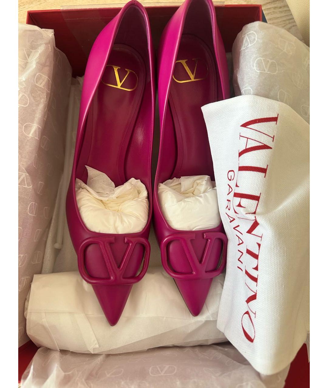VALENTINO Фуксия кожаные туфли, фото 5