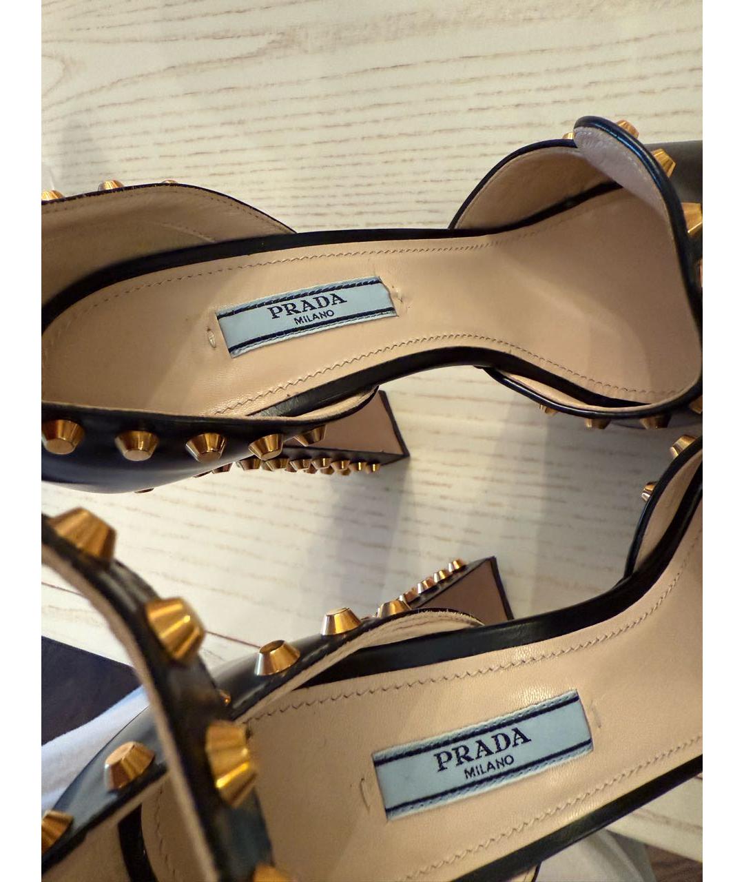 PRADA Черные кожаные босоножки, фото 3