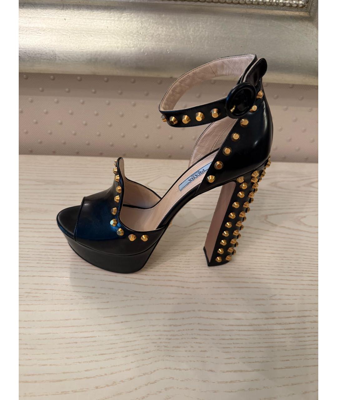 PRADA Черные кожаные босоножки, фото 8