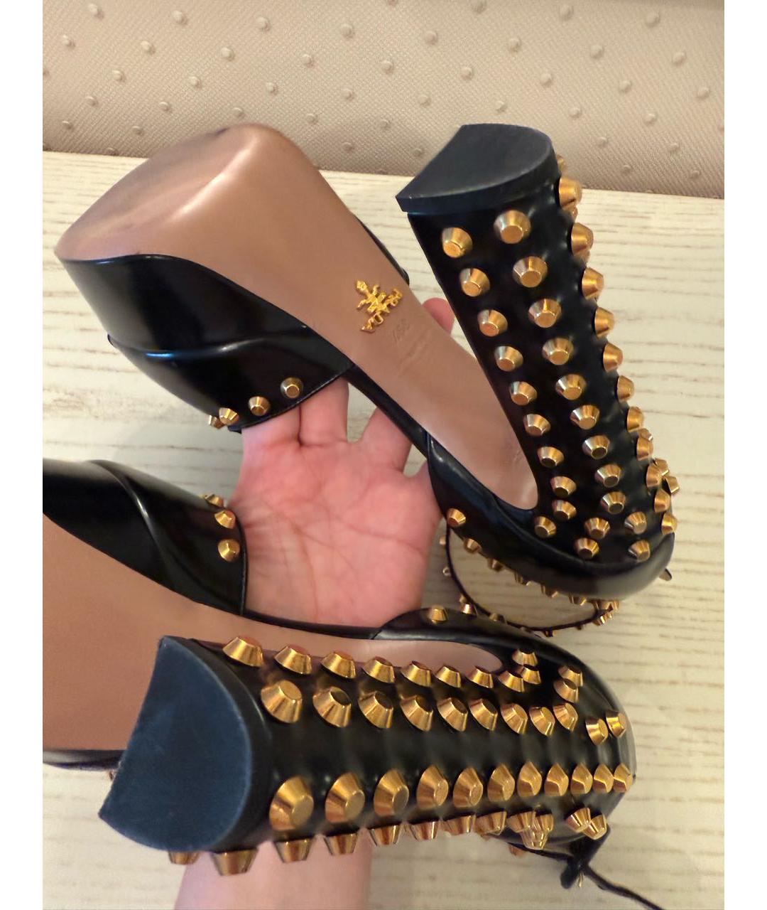 PRADA Черные кожаные босоножки, фото 5