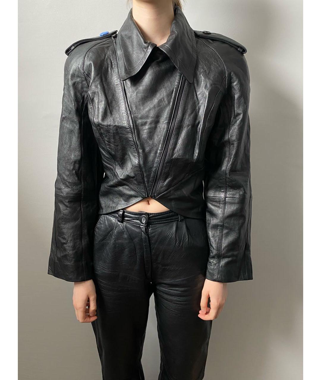 MUGLER Черная кожаная куртка, фото 2