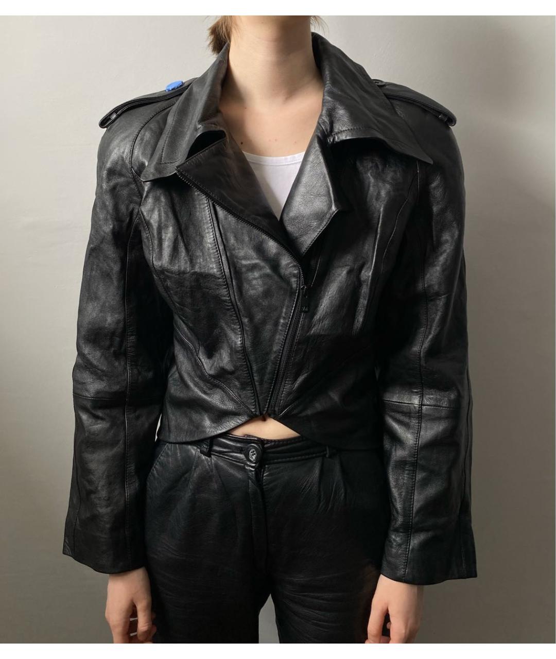 MUGLER Черная кожаная куртка, фото 4
