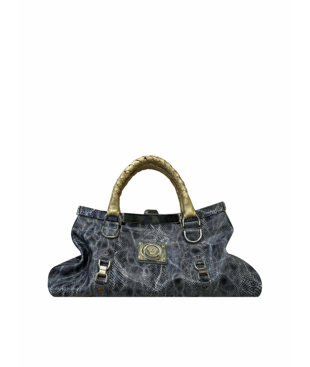 VERSACE COLLECTION Серая сумка с короткими ручками из экзотической кожи, фото 1