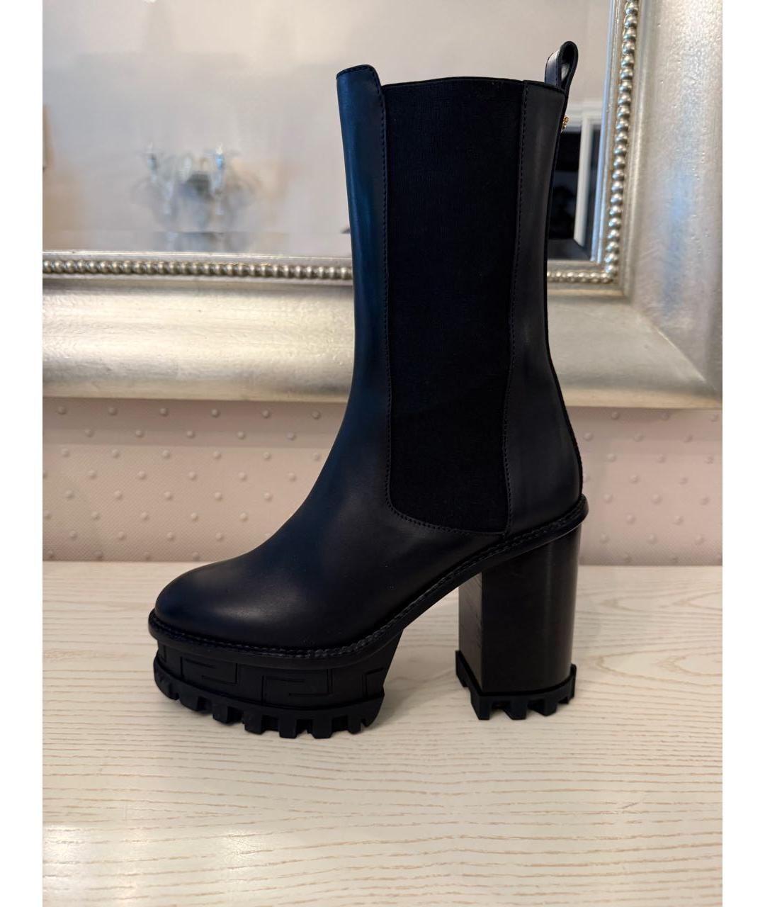 VERSACE Черные кожаные ботильоны, фото 9