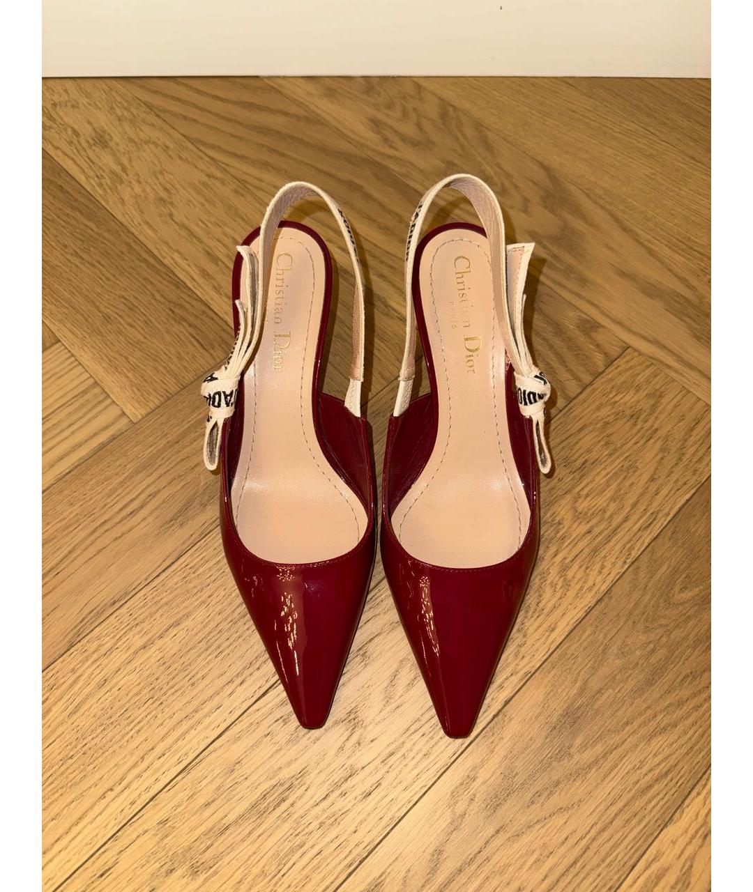 CHRISTIAN DIOR Бордовые кожаные туфли, фото 2