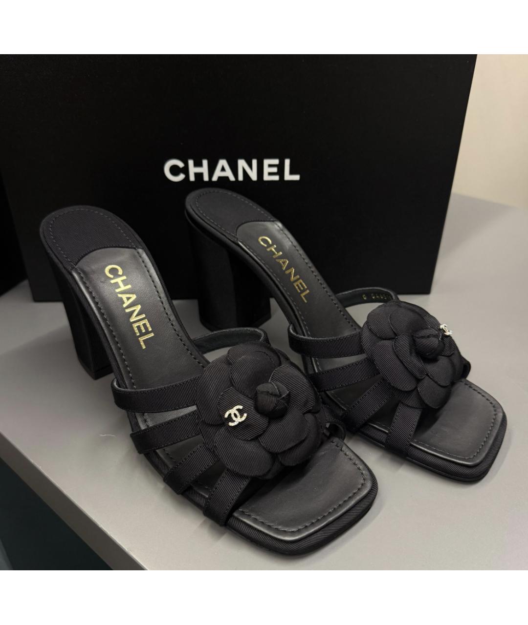 CHANEL Черные кожаные босоножки, фото 3