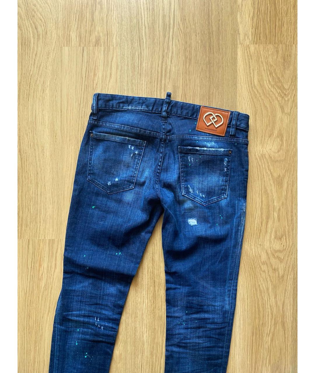 DSQUARED2 Синие хлопко-эластановые джинсы слим, фото 4