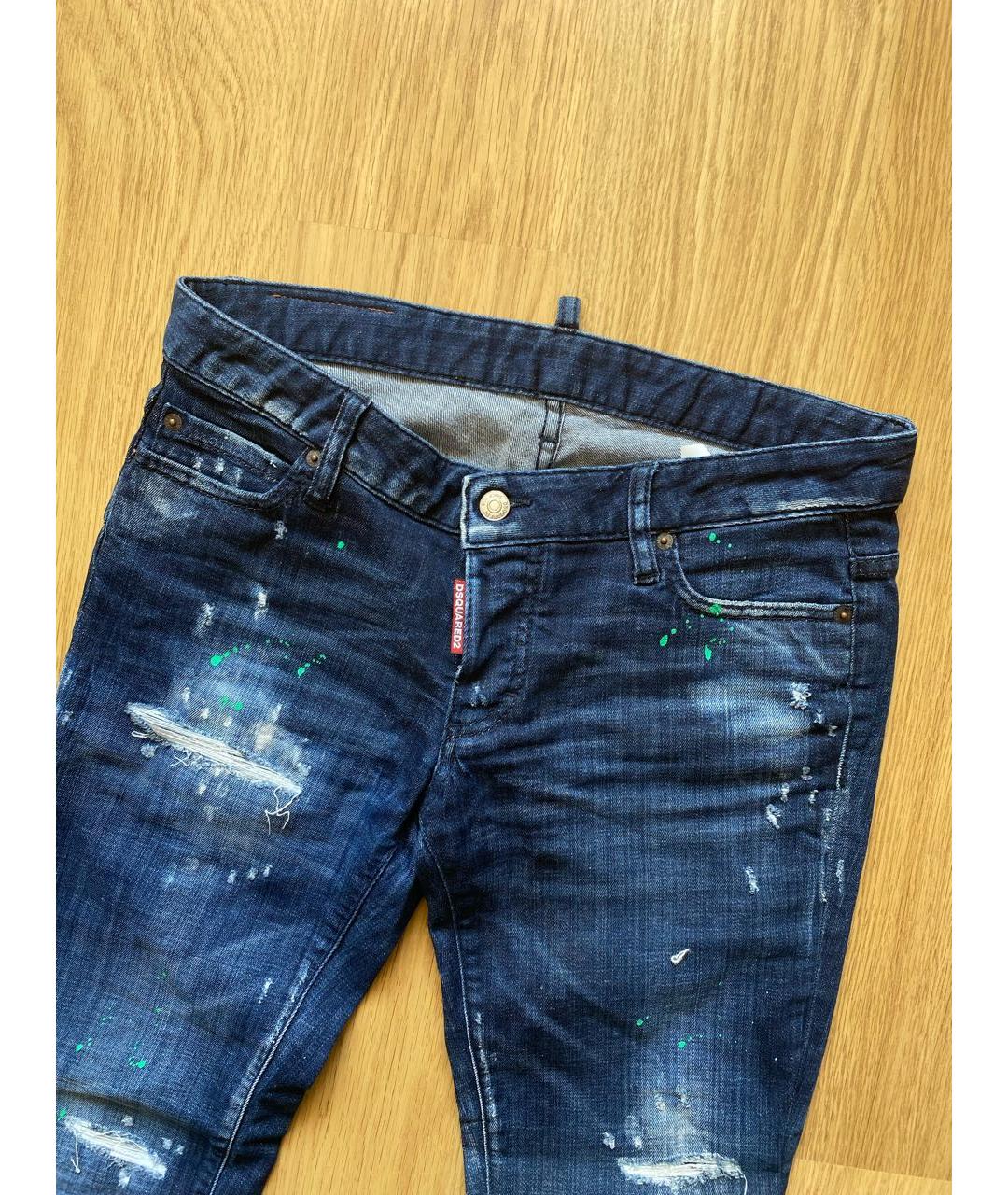DSQUARED2 Синие хлопко-эластановые джинсы слим, фото 2