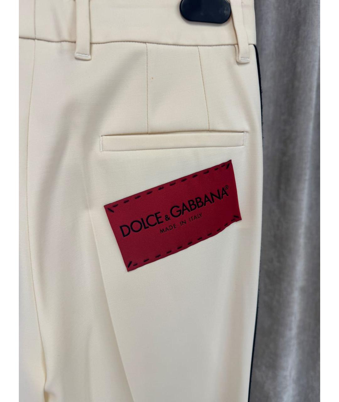 DOLCE&GABBANA Бежевые шерстяные прямые брюки, фото 4