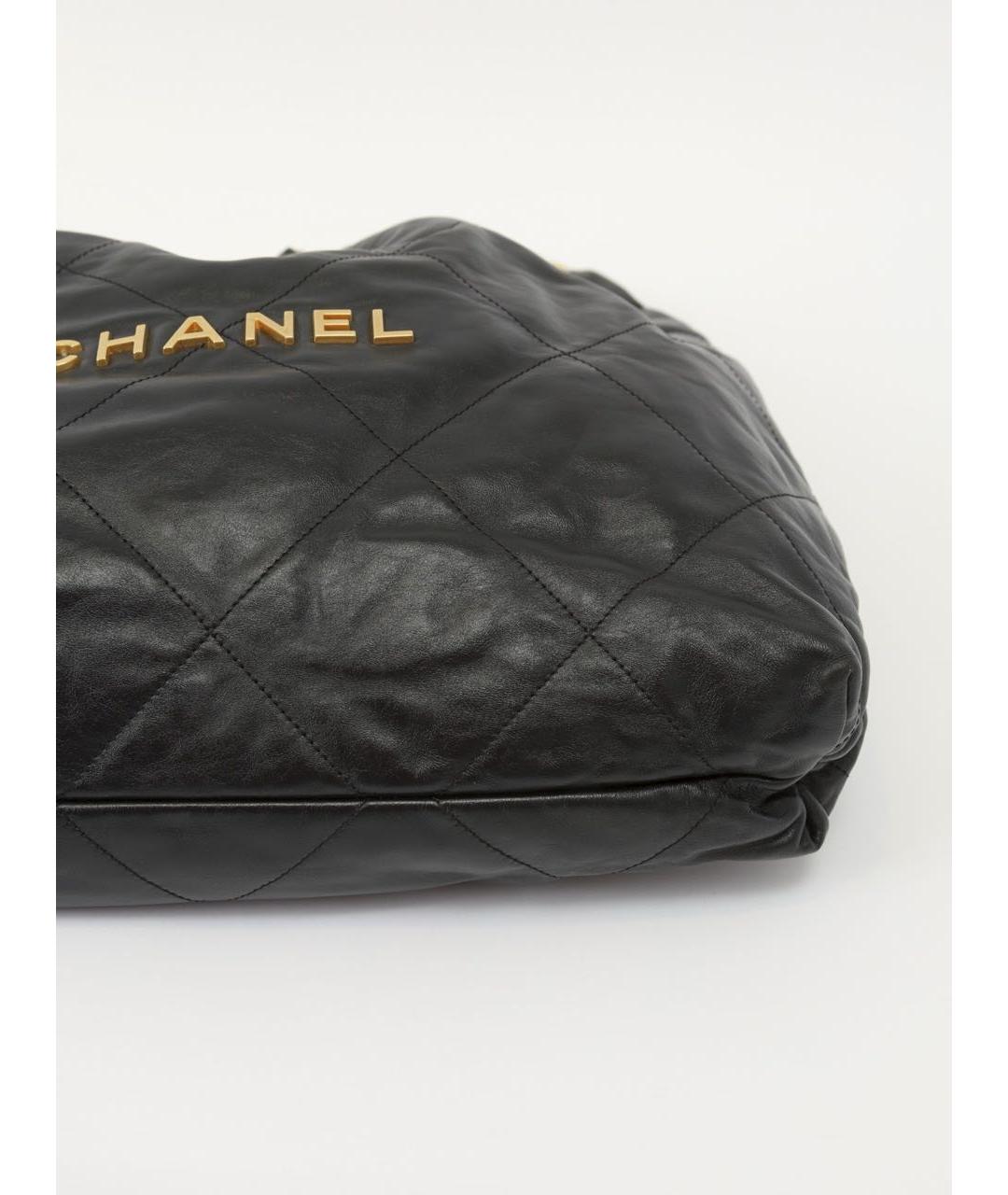 CHANEL Черная кожаная сумка тоут, фото 7