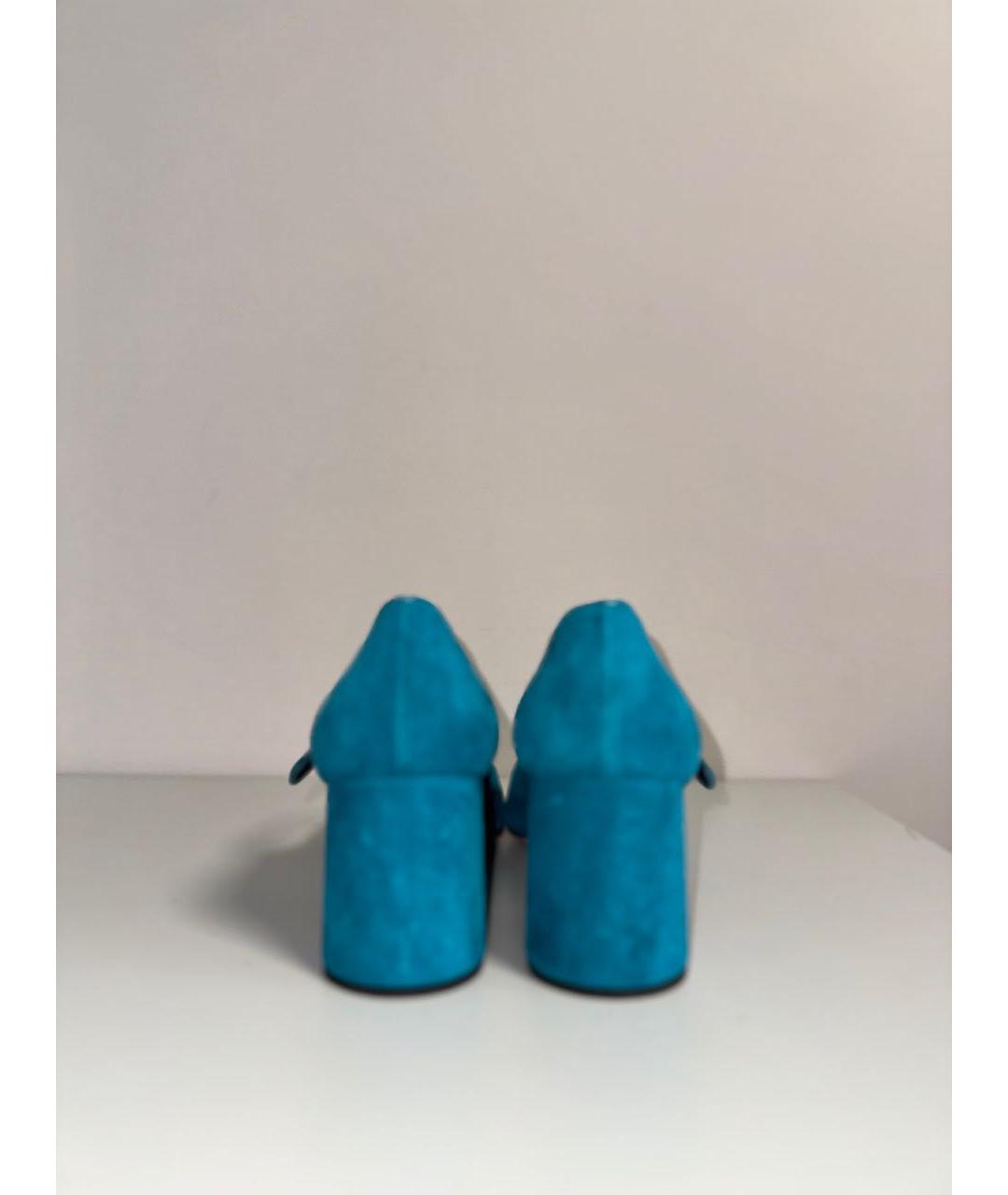 PRADA Бирюзовые бархатные туфли, фото 3