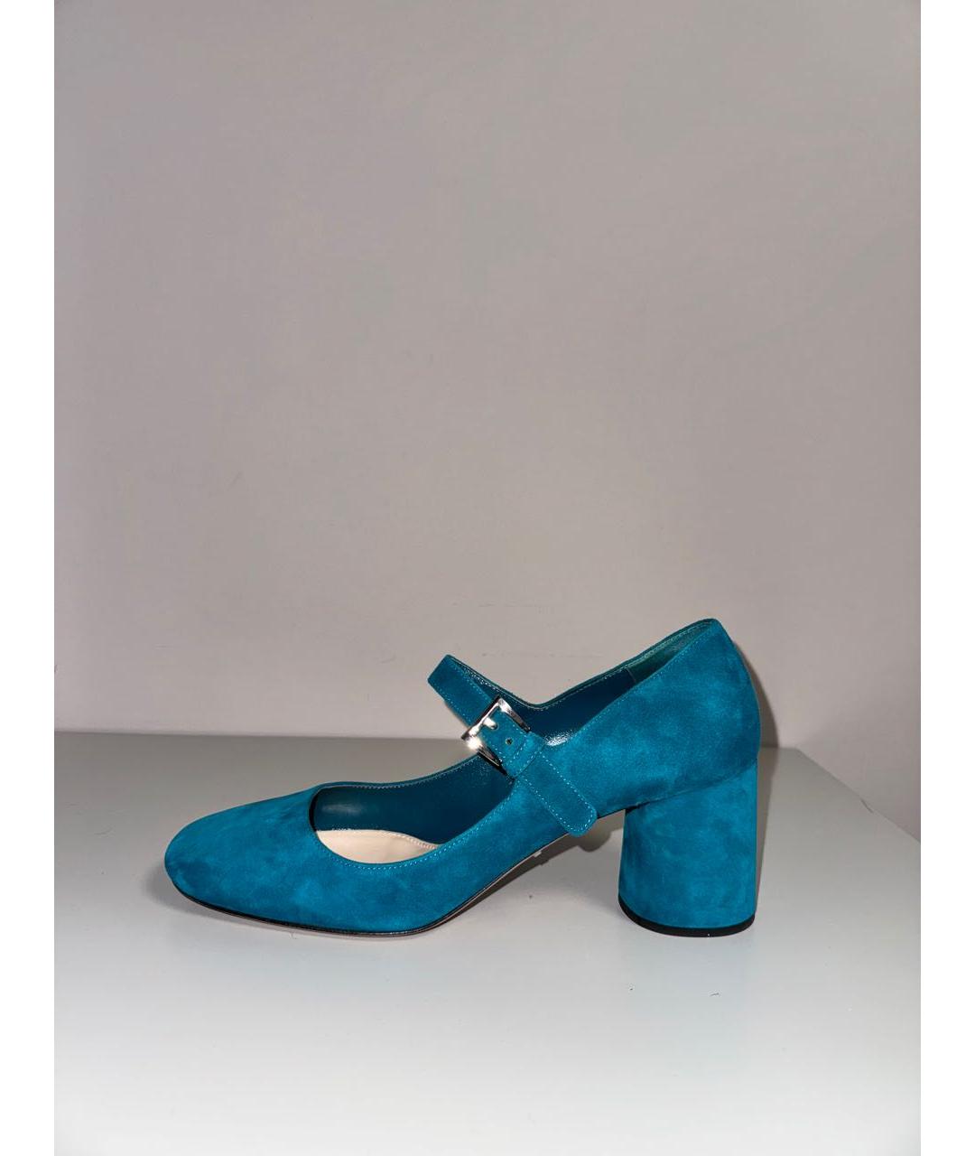 PRADA Бирюзовые бархатные туфли, фото 8