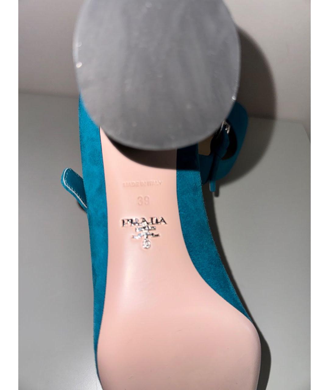 PRADA Бирюзовые бархатные туфли, фото 5