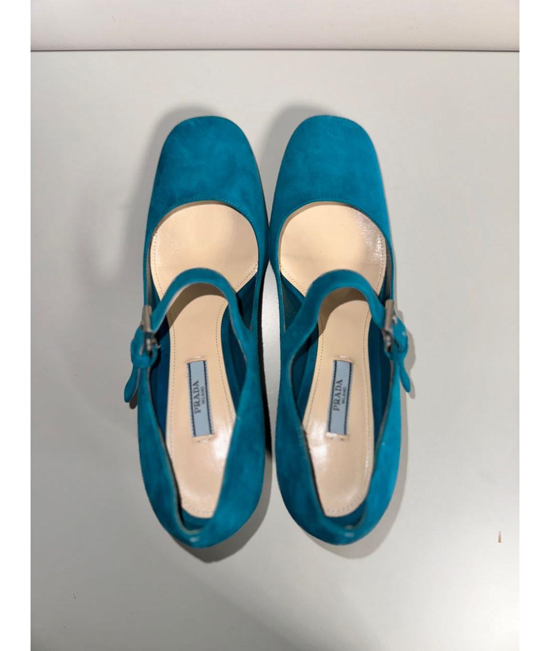 PRADA Бирюзовые бархатные туфли, фото 2