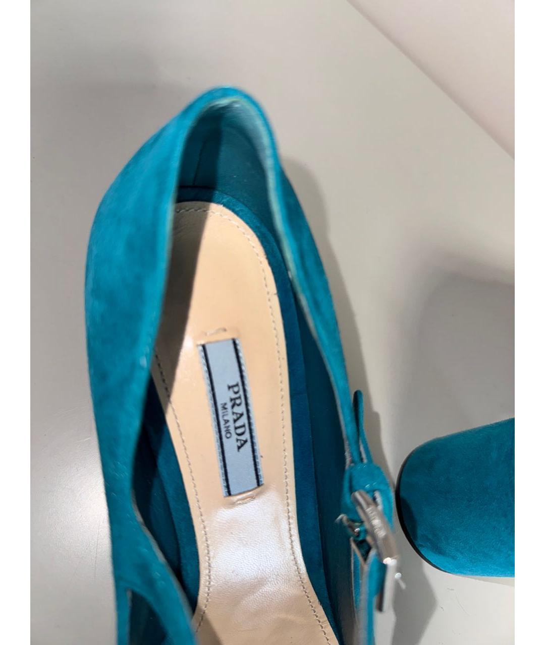 PRADA Бирюзовые бархатные туфли, фото 6