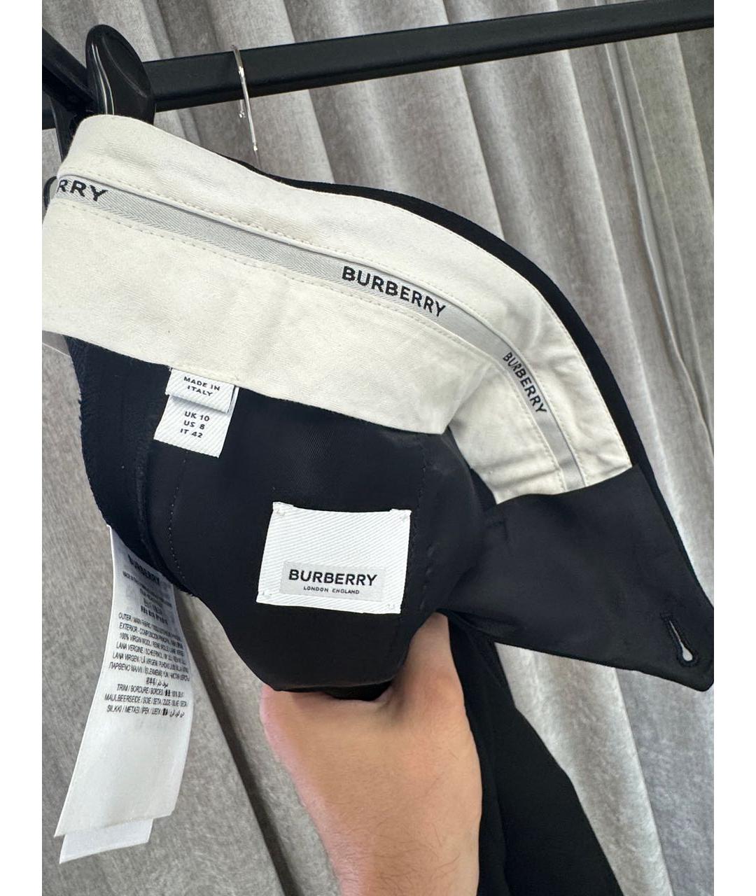 BURBERRY Черные шерстяные брюки широкие, фото 3