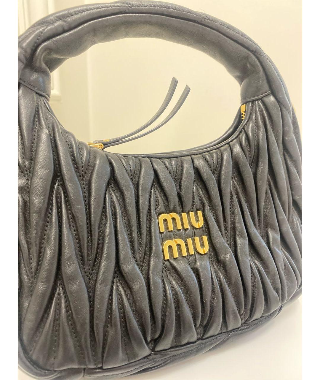 MIU MIU Черная кожаная сумка с короткими ручками, фото 8