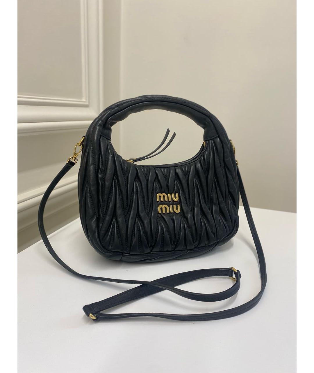 MIU MIU Черная кожаная сумка с короткими ручками, фото 9