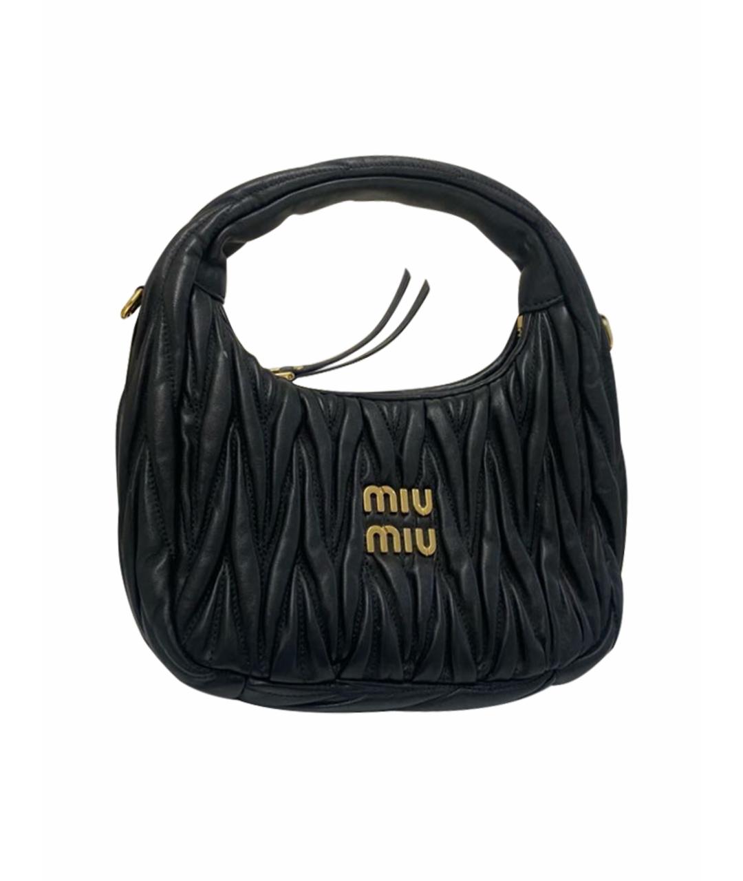 MIU MIU Черная кожаная сумка с короткими ручками, фото 1
