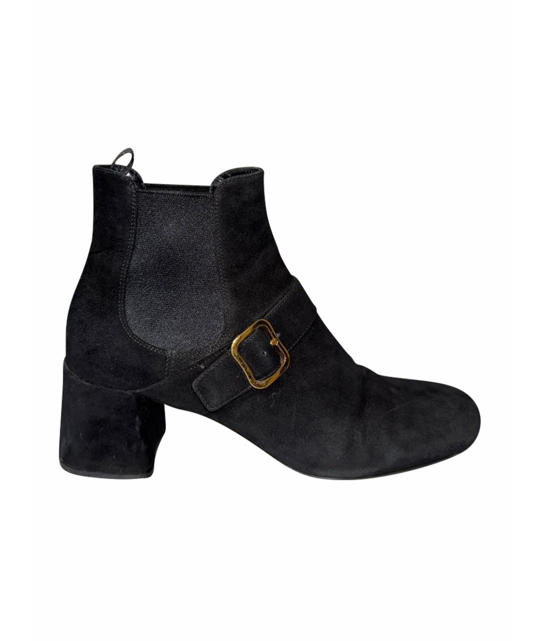 PRADA Черные бархатные сапоги, фото 1