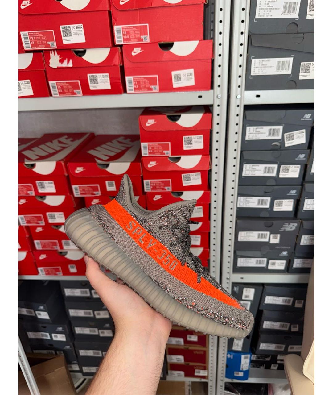 ADIDAS YEEZY Серые текстильные низкие кроссовки / кеды, фото 8