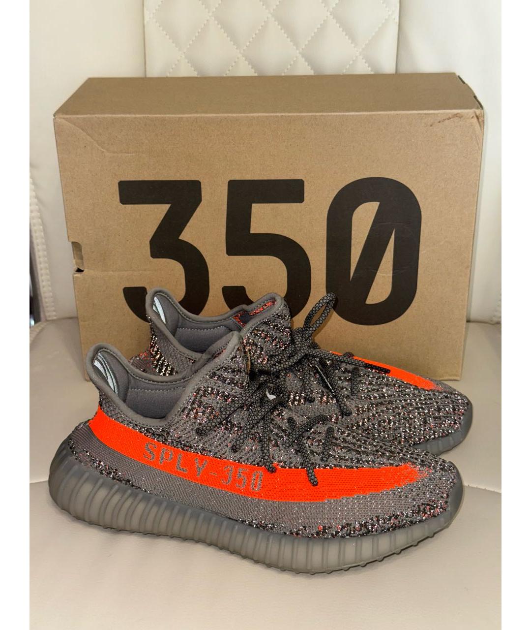 ADIDAS YEEZY Серые текстильные низкие кроссовки / кеды, фото 6