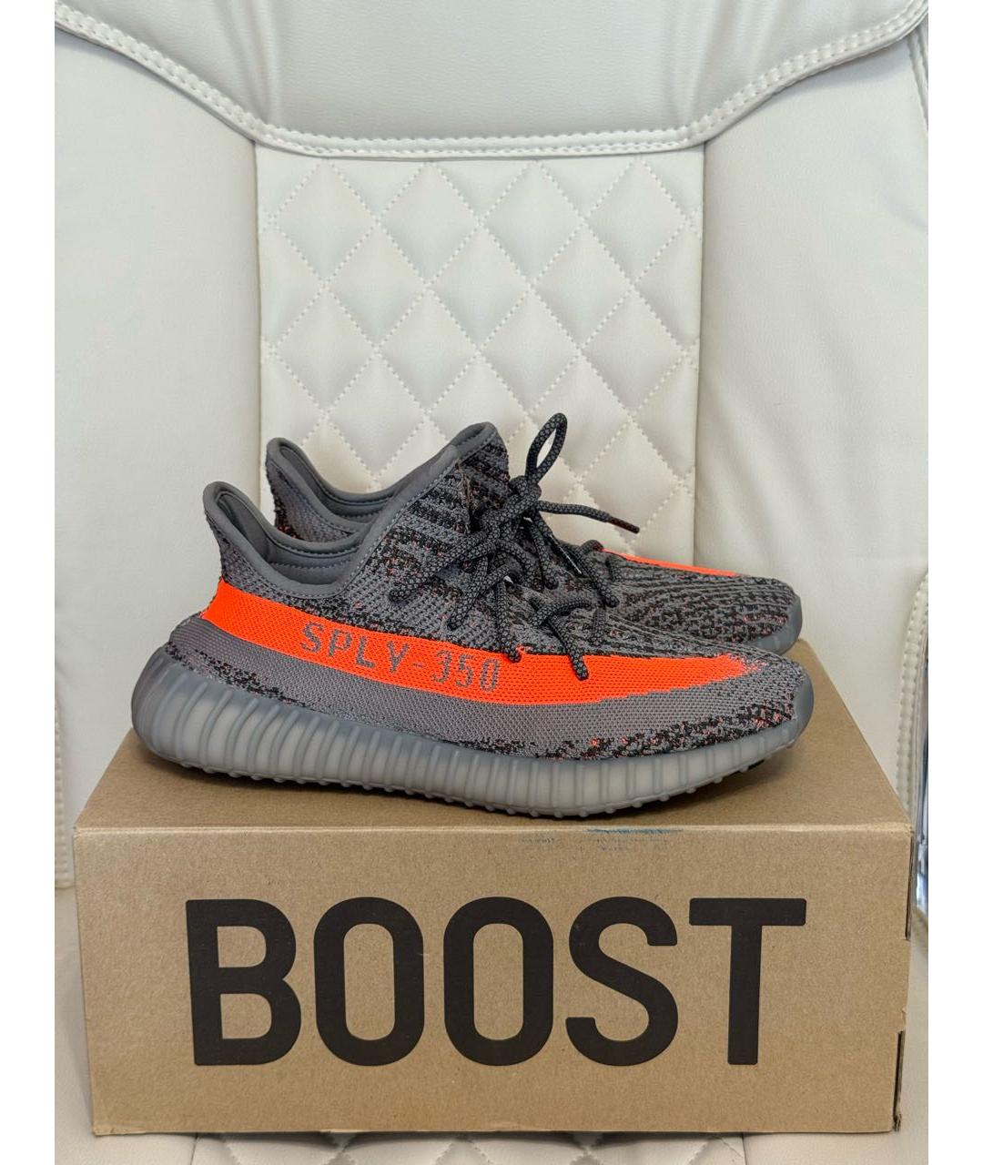 ADIDAS YEEZY Серые текстильные низкие кроссовки / кеды, фото 9