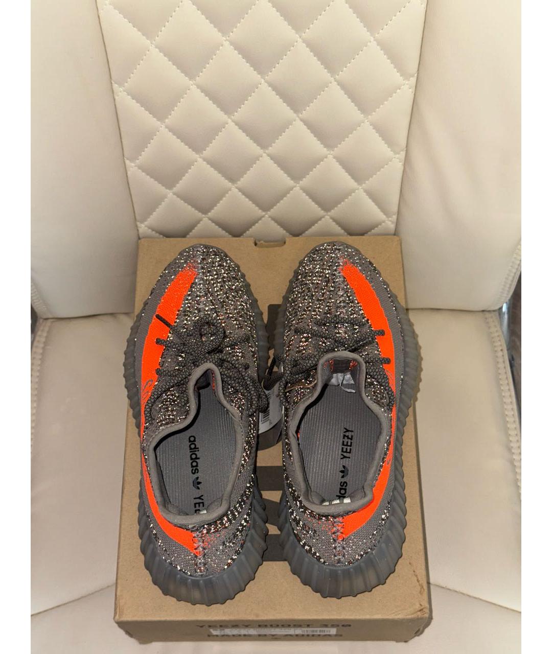 ADIDAS YEEZY Серые текстильные низкие кроссовки / кеды, фото 4