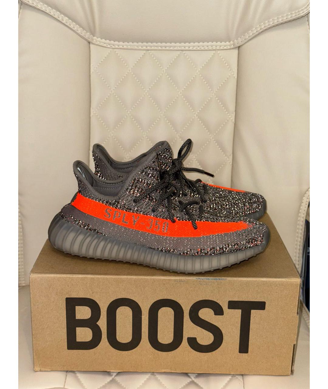 ADIDAS YEEZY Серые текстильные низкие кроссовки / кеды, фото 2