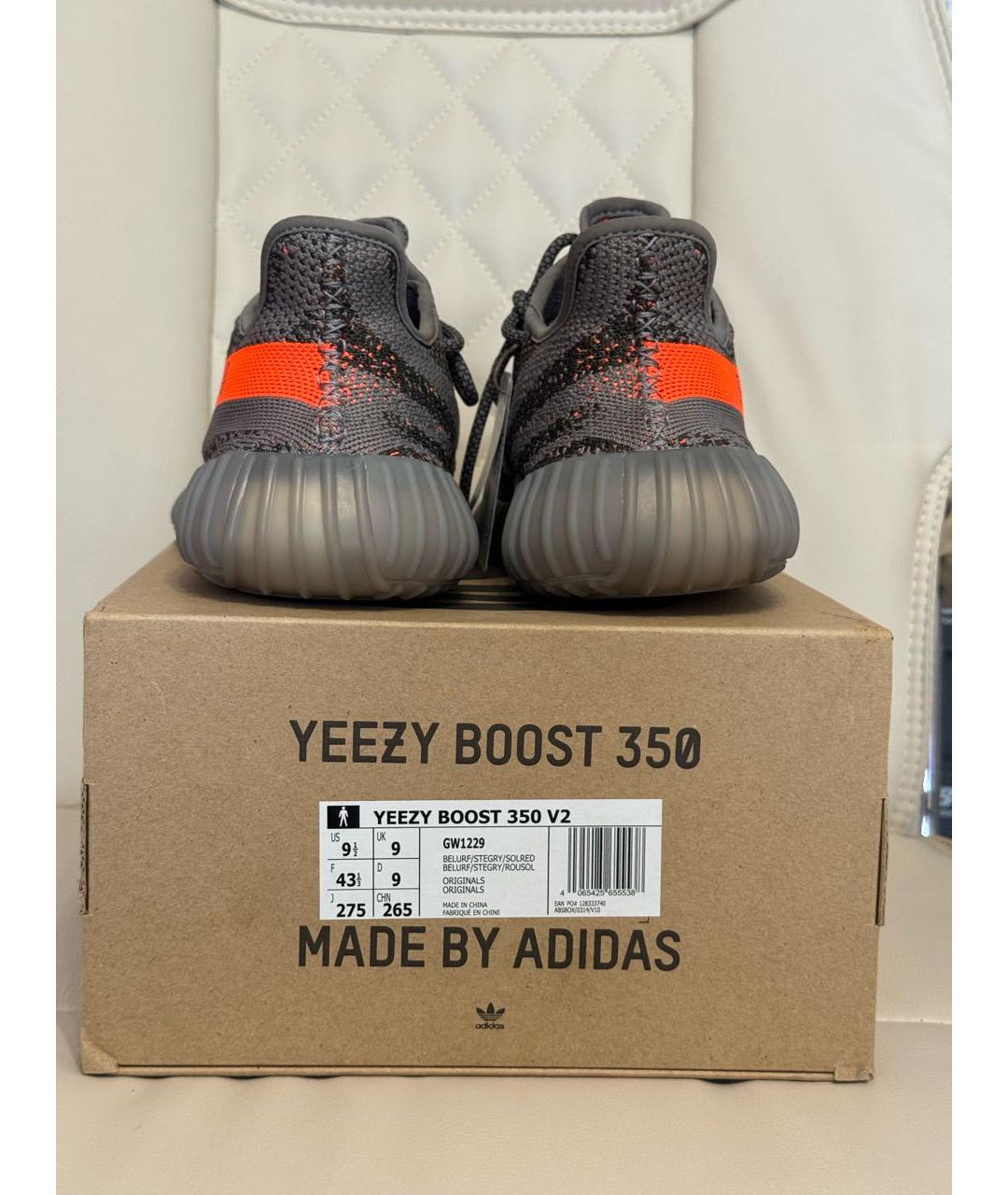 ADIDAS YEEZY Серые текстильные низкие кроссовки / кеды, фото 3